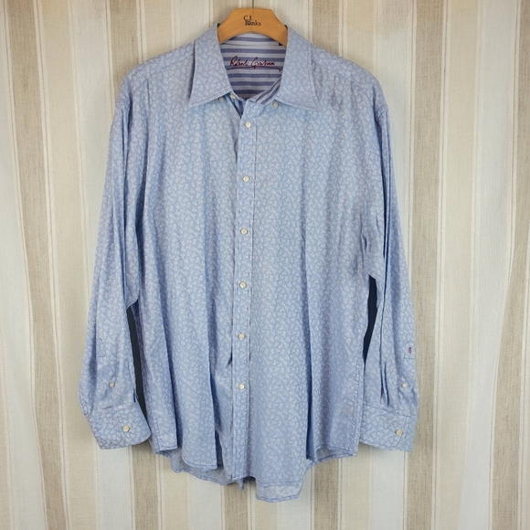 Robert Graham‎ Long Sleeve Button Down Shirt Pastel Blue Size 3XL Stripes - Picture 3 of 14
